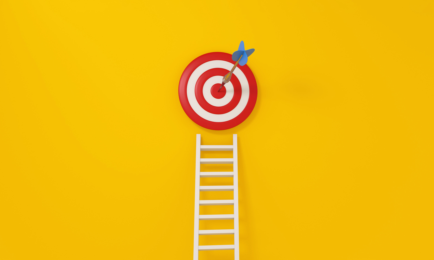 staircase with target icon. Achieving goals and objectives or goal setting